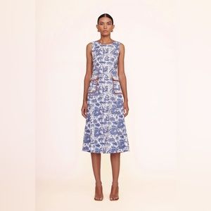 Staud Bait Blue Toile Whiskey Dress NWT